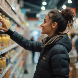 A smiling woman reaching for a product on a shelf in a store illustrates the high-value product behind a grand slam offer