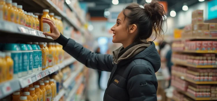 A smiling woman reaching for a product on a shelf in a store illustrates the high-value product behind a grand slam offer