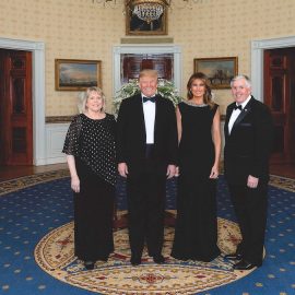 Donald Trump, Melania Trump, Mike Parson, and Teresa Parson at the White House in 2020