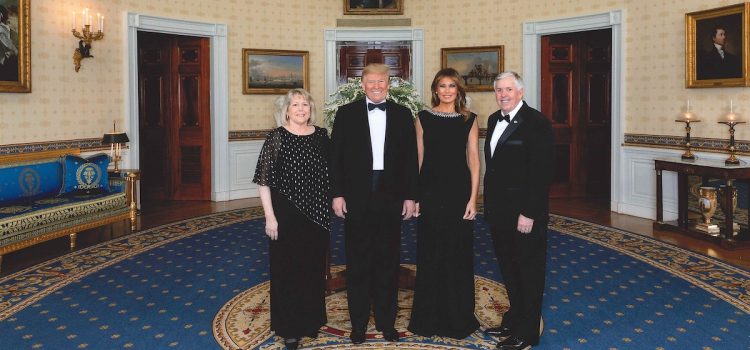 Donald Trump, Melania Trump, Mike Parson, and Teresa Parson at the White House in 2020