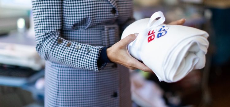 Melania Trump holds a blanket embroidered with her ‘Be Best’ campaign logo at Thomas Jefferson University Hospital in 2018