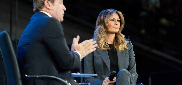 Melania Trump participates in a panel discussion with Eric Bolling at Liberty University in Lynchburg, VA, on Nov. 28, 2018