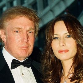 Melania and Donald Trump in formal attire in 1999