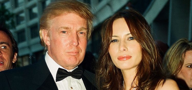 Melania and Donald Trump in formal attire in 1999