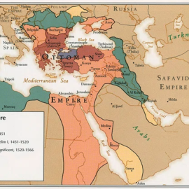 A map of the Ottoman Empire shows the territory that was carved up after WWI