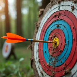 An arrow hitting the bull's eye of a target illustrates the importance of identifying the core problem