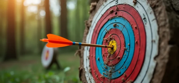 An arrow hitting the bull's eye of a target illustrates the importance of identifying the core problem