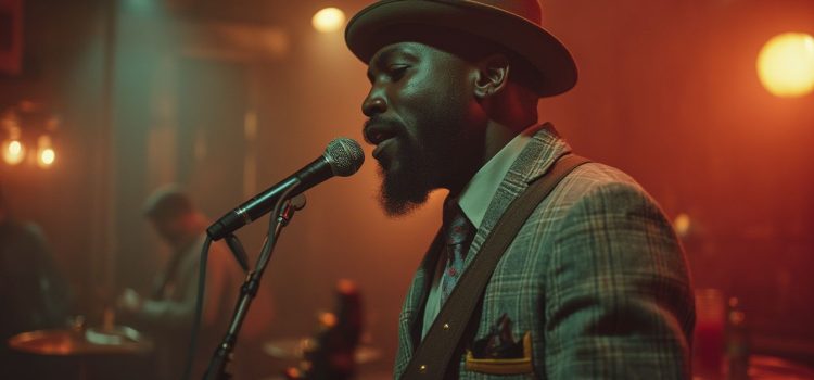 A vintage image of a man singing the blues in a club illustrates cultural memes and memetic evolution