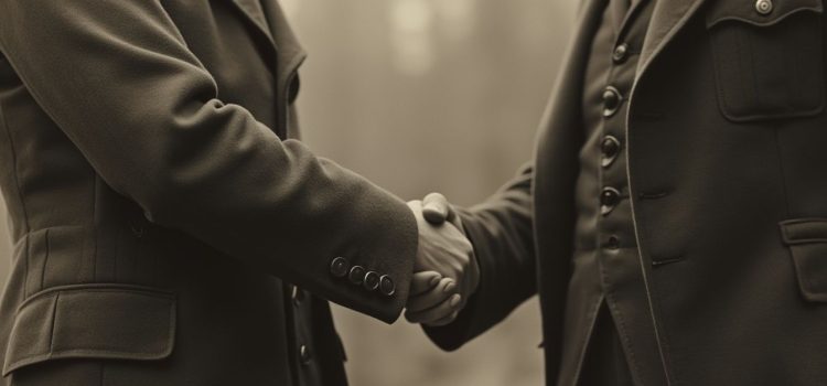 A black-and-white close-up image of two men shaking hands illustrates the question, "What was the Sykes-Picot Agreement?"