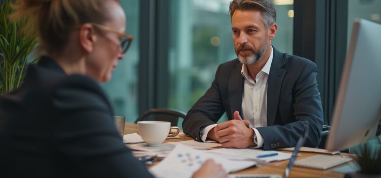 A COO working across a desk from a CEO illustrates the question, "What do chief operating officers do?"