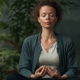 A woman meditating as part of the neurocycling process