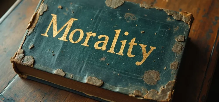 An old book in poor condition titled "Morality"