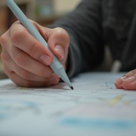 A person writing on paper with a marker illustrates how to evaluate your life with the Life Quality Quadrant