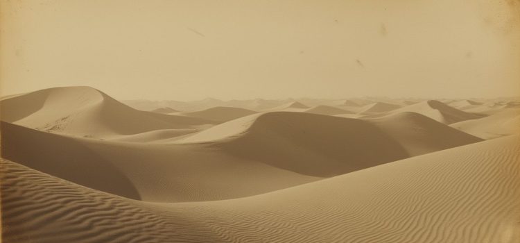 Sepia image of sand dunes illustrates the Middle East in WWI