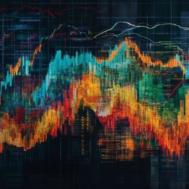 A colorful stock graph, showing the securities market