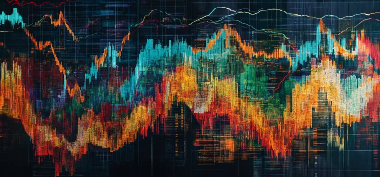 A colorful stock graph, showing the securities market