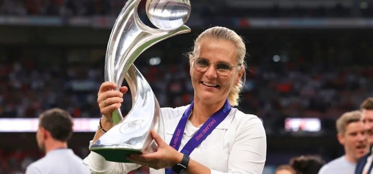 England manager Sarina Wiegman posing with the trophy after the Women’s Euro 2022 final football match illustrates her career