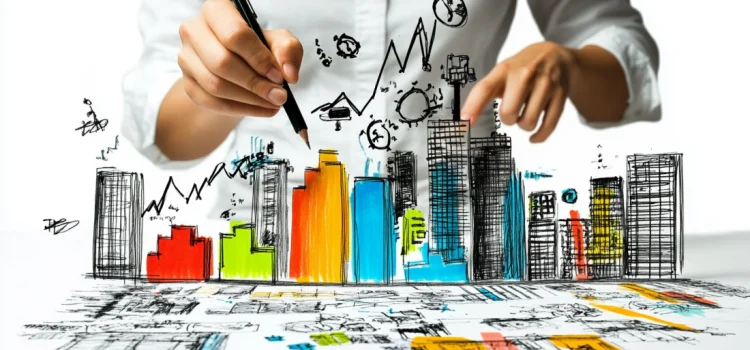 A person drawing up a business maturity model