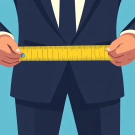 A business man holding a measuring tape, representing financial performance measures