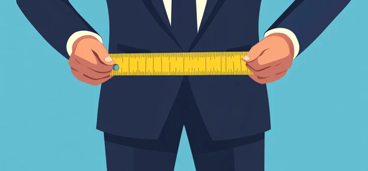 A business man holding a measuring tape, representing financial performance measures