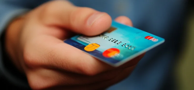 A person holding a credit card, showing what the credit cycle is