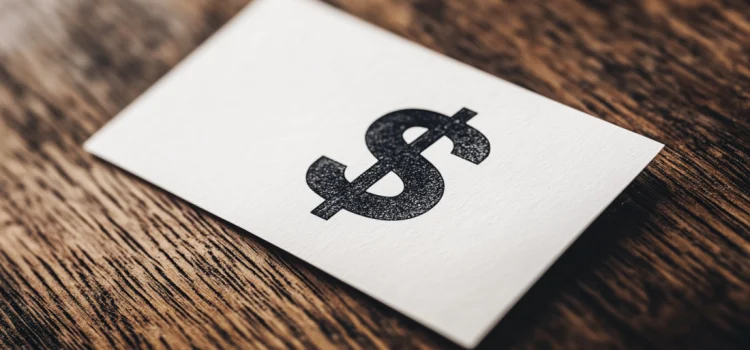 A dollar sign on white paper representing an income statement in business