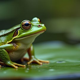 A frog on a lily pad illustrates the question, "Do animals feel pain?"