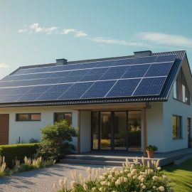 A house with solar panels on the roof illustrates what the limitations of the green revolution are