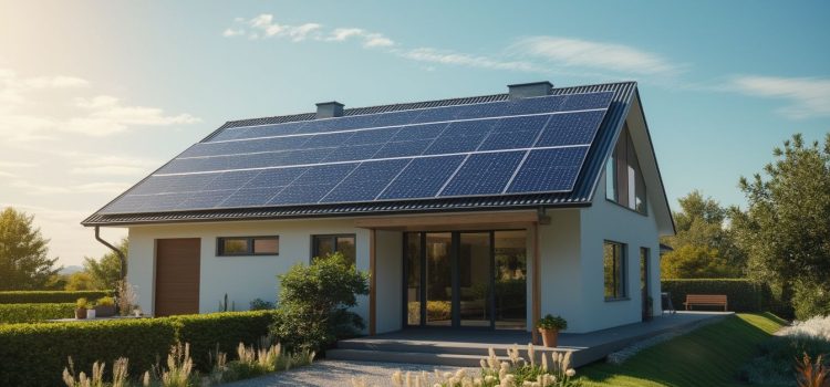 A house with solar panels on the roof illustrates what the limitations of the green revolution are