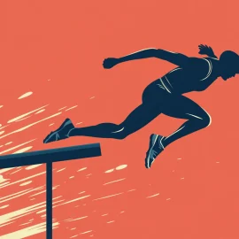 An athlete jumping over a hurdle to overcome obstacles to goal achievement