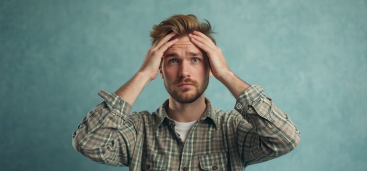 A man trying to remember something (with a questioning look on his face) illustrates the concept of reconstructive memory