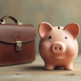 A piggy bank with a brief case illustrates how to put your money to work