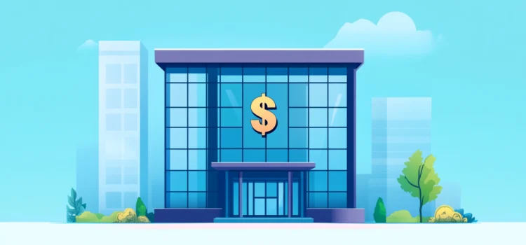 A modern building with a dollar sign on it showing profitability in business