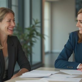 Three smiling professionals sitting at a table with papers on it illustrate how to manage investors