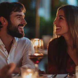 A man and a woman following a healthy relationship tip by going on a date at a restaurant