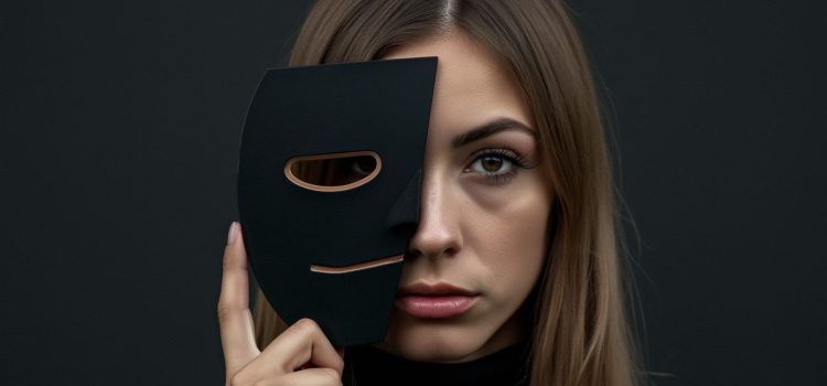 A woman holding a mask over one half of her face illustrates the question, "What is autism masking?"