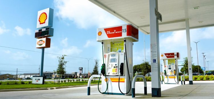 A gas pump at a Shell gas station