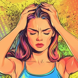 A woman learning how to feel less anxious by trying to calm herself