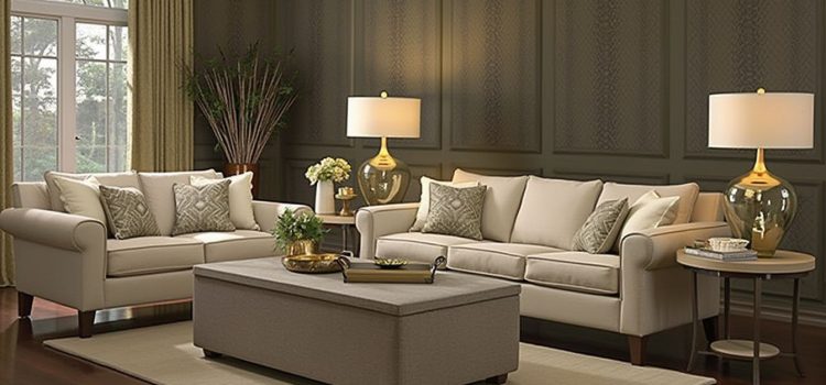 A living room full of furnishings illustrate the home goods industry