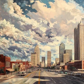 An artistic rendering of the city of Tulsa, Oklahoma