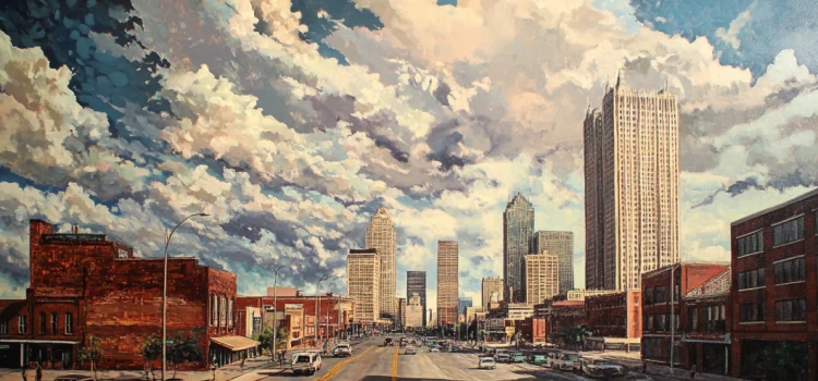 An artistic rendering of the city of Tulsa, Oklahoma