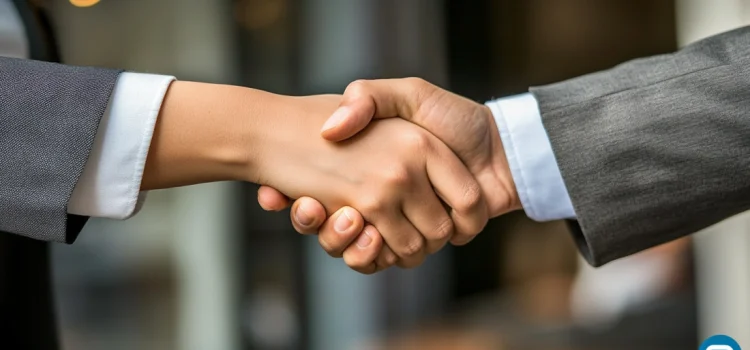 A professional handshake between a candidate and recruiter after the former nailed an interview