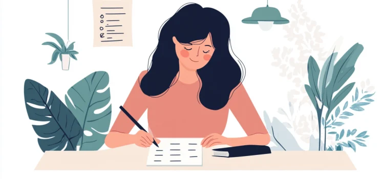 A woman writing a to-do list as a strategy to manage ADHD