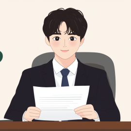 A cartoon drawing of a businessman sitting at a desk and holding a document illustrates an acquisition letter of intent