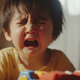 An overly emotional child crying over a broken toy