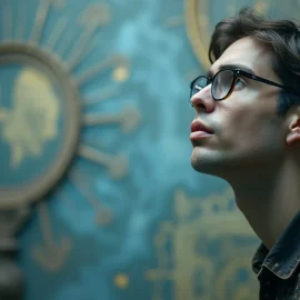 A man with dark hair and eyeglasses looking up with a wondering look illustrates the question, "What is pleasure activism?"