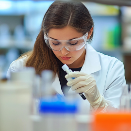 A female scientist investing in research and development