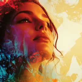 A sensual woman looking upward in an artistic swirl of colors illustrates sexual autonomy