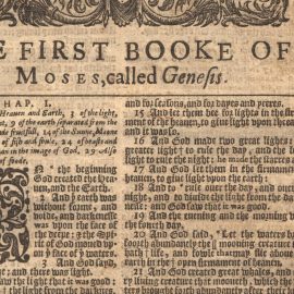 A page from a 1620-1621 King James Bible (Genesis 1) illustrates preattentive attributes in data visualization