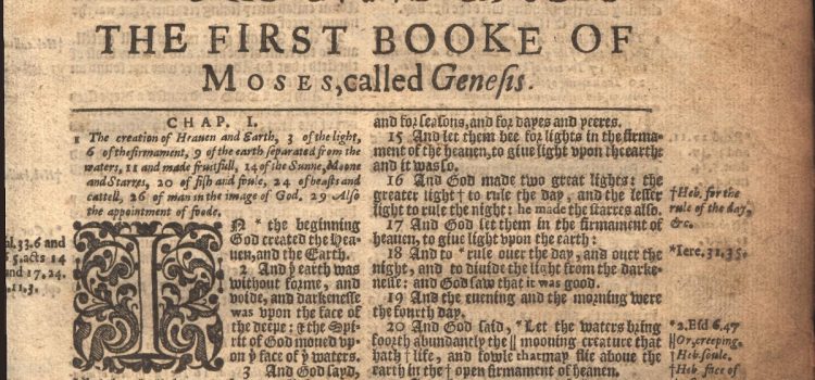 A page from a 1620-1621 King James Bible (Genesis 1) illustrates preattentive attributes in data visualization